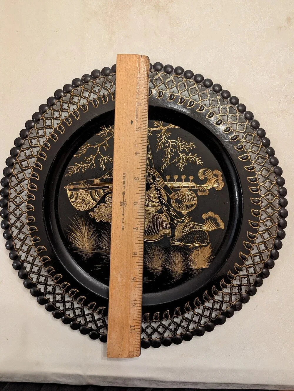 Black and Gold Brass Decorative Wall Plate - Elegant Home Wall Decor